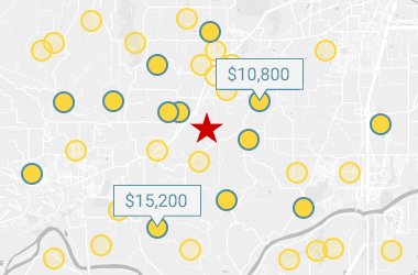 Map showing solar installer locations
